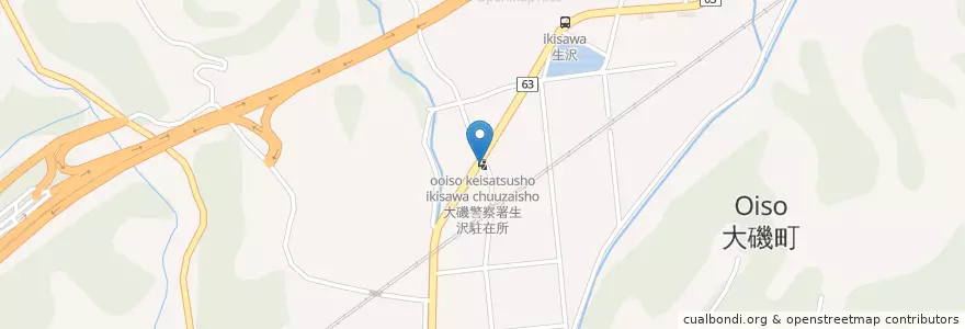 Mapa de ubicacion de 大磯警察署生沢駐在所 en 日本, 神奈川県, 中郡, 大磯町.