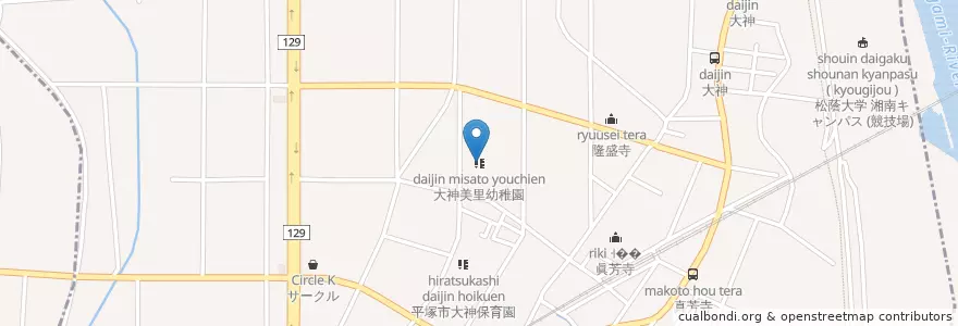 Mapa de ubicacion de 大神美里幼稚園 en Jepun, 神奈川県, 平塚市.