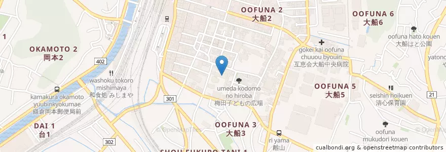 Mapa de ubicacion de 大船カトリック幼稚園 en 日本, 神奈川県, 鎌倉市.