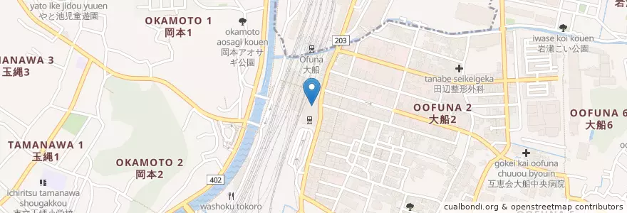 Mapa de ubicacion de 大船ルミネウイング内郵便局 en Jepun, 神奈川県, 鎌倉市.