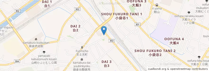 Mapa de ubicacion de 大船警察署台交番 en Jepun, 神奈川県, 鎌倉市.