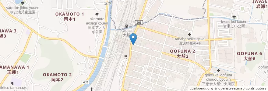Mapa de ubicacion de 大船警察署大船駅前交番 en ژاپن, 神奈川県, 鎌倉市.