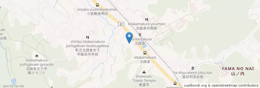 Mapa de ubicacion de 大船警察署山ノ内交番 en Japan, Präfektur Kanagawa, 鎌倉市.