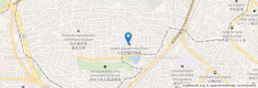 Mapa de ubicacion de 大谷学園幼稚園 en ژاپن, 神奈川県, 横浜市, 港北区.