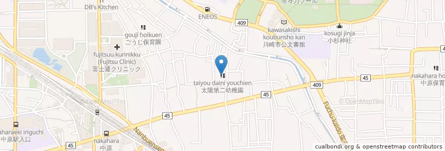 Mapa de ubicacion de 太陽第二幼稚園 en 日本, 神奈川県, 川崎市, 中原区.