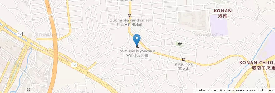 Mapa de ubicacion de 室の木幼稚園 en Japão, 神奈川県, 横浜市, 港南区.