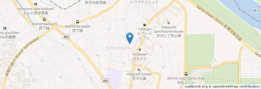 Mapa de ubicacion de 宮内幼稚園 en 일본, 가나가와현, 川崎市, 中原区.