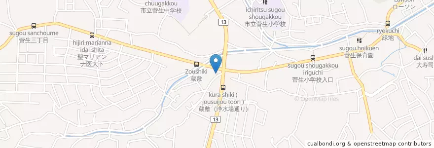 Mapa de ubicacion de 宮前警察署蔵敷交番 en Japan, Kanagawa Prefecture, Kawasaki, Miyamae Ward.