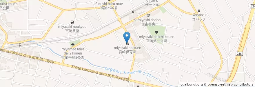 Mapa de ubicacion de 宮崎保育園 en ژاپن, 神奈川県, 川崎市, 宮前区.