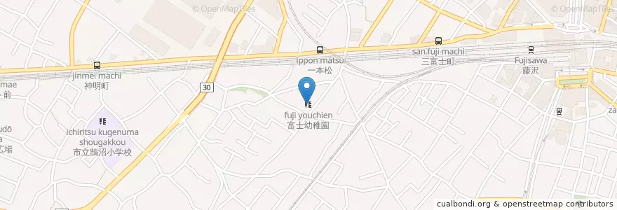 Mapa de ubicacion de 富士幼稚園 en 日本, 神奈川県, 藤沢市.