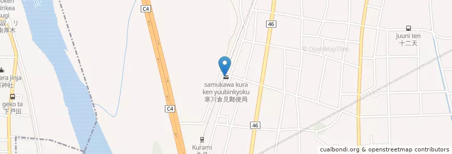 Mapa de ubicacion de 寒川倉見郵便局 en Jepun, 神奈川県, 寒川町.