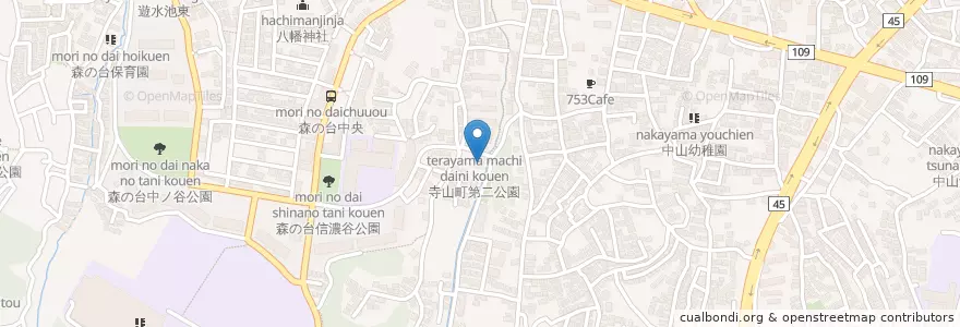 Mapa de ubicacion de 寺山保育園 en ژاپن, 神奈川県, 横浜市, 緑区.