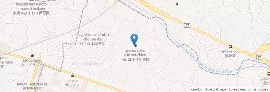 Mapa de ubicacion de 小山白ゆり幼稚園 en Giappone, Tokyo, 相模原市, 町田市, 中央区.