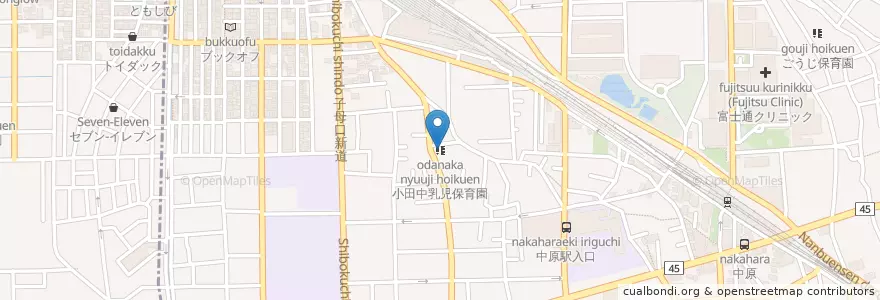 Mapa de ubicacion de 小田中乳児保育園 en Japón, Prefectura De Kanagawa, Kawasaki, 中原区.