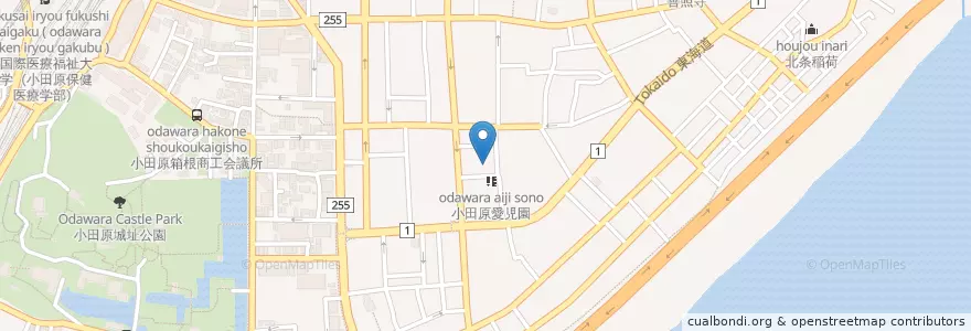 Mapa de ubicacion de 小田原乳児園 en 日本, 神奈川県, 小田原市.