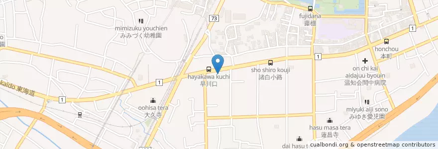 Mapa de ubicacion de 小田原南町郵便局 en 日本, 神奈川県, 小田原市.