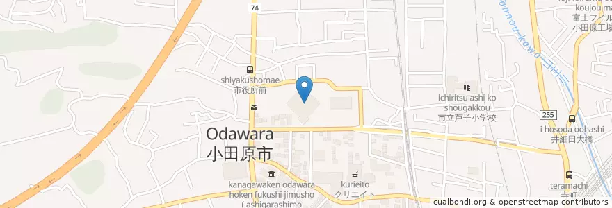 Mapa de ubicacion de 小田原市役所 en Japon, Préfecture De Kanagawa, Odawara.