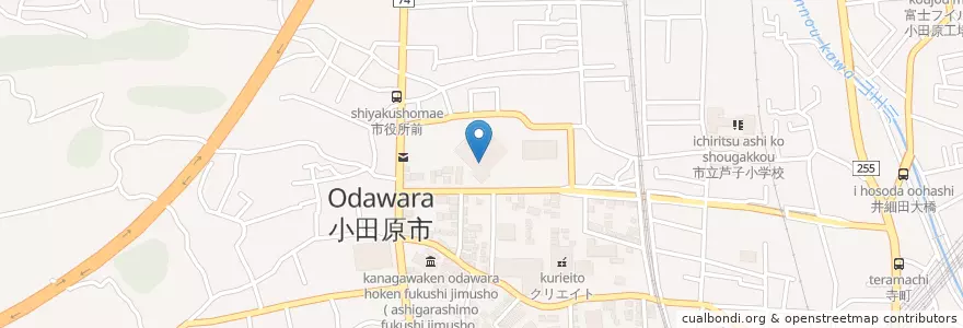 Mapa de ubicacion de 小田原市消防署北分署 en Japón, Prefectura De Kanagawa, 小田原市.