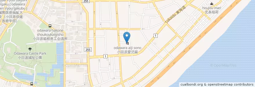 Mapa de ubicacion de 小田原愛児園 en Япония, Канагава, Одавара.
