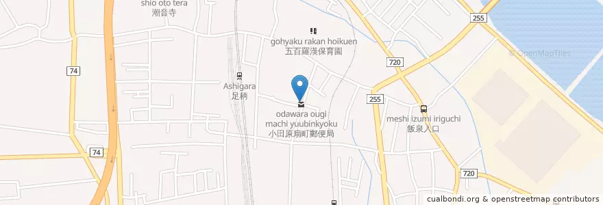 Mapa de ubicacion de 小田原扇町郵便局 en Japon, Préfecture De Kanagawa, Odawara.