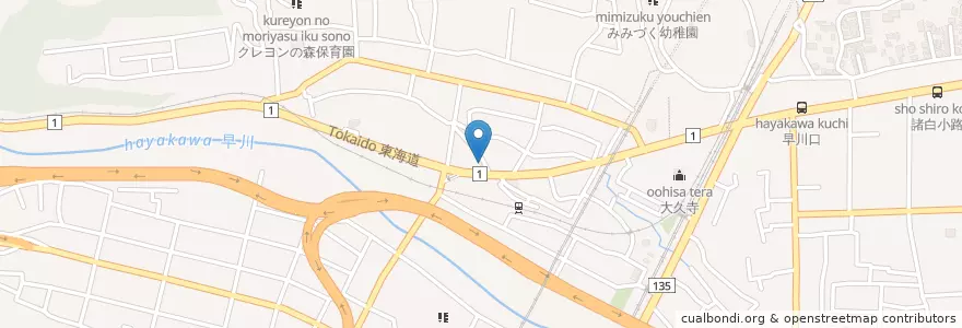 Mapa de ubicacion de 小田原板橋郵便局 en 일본, 가나가와현, 小田原市.
