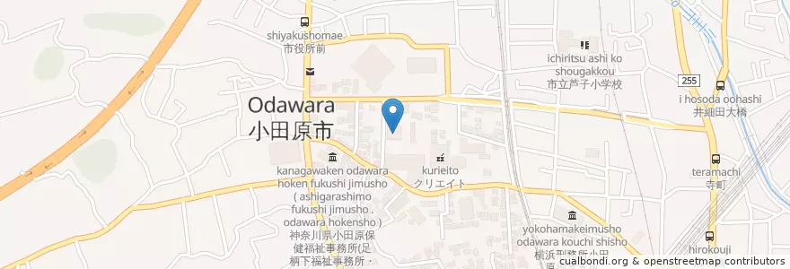 Mapa de ubicacion de 小田原警察署 en 日本, 神奈川県, 小田原市.