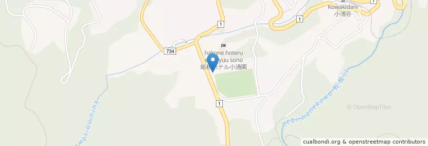 Mapa de ubicacion de 小田原警察署小涌谷駐在所 en 日本, 神奈川県, 足柄下郡, 箱根町.