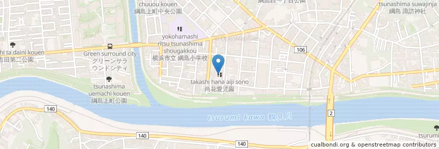 Mapa de ubicacion de 尚花愛児園 en Japon, Préfecture De Kanagawa, 横浜市, 港北区.