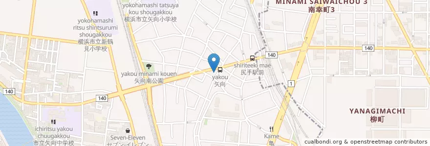 Mapa de ubicacion de 尻手駅前郵便局 en 日本, 神奈川県, 横浜市, 鶴見区.