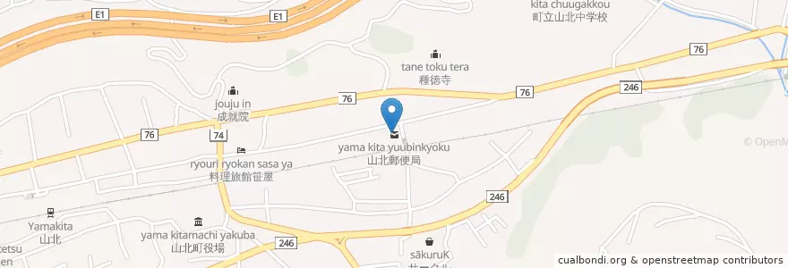 Mapa de ubicacion de 山北郵便局 en Япония, Канагава, Асигараками, Ямакита.