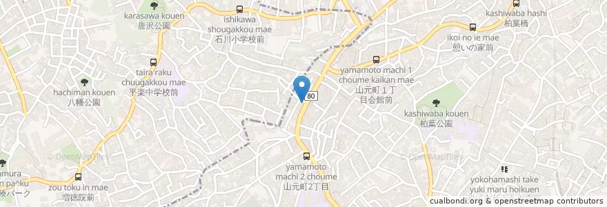Mapa de ubicacion de 山手警察署山元町交番 en 일본, 가나가와현, 요코하마시, 中区.