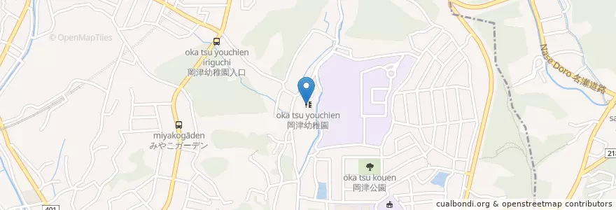 Mapa de ubicacion de 岡津幼稚園 en 일본, 가나가와현, 요코하마시, 泉区.
