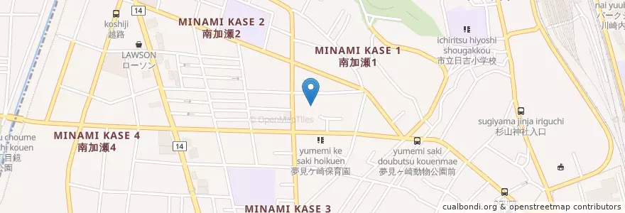 Mapa de ubicacion de 川崎こまどり幼稚園 en اليابان, كاناغاوا, 川崎市, 幸区.