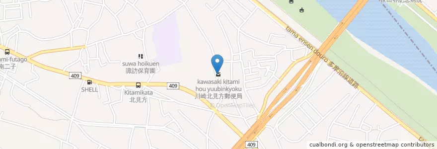 Mapa de ubicacion de 川崎北見方郵便局 en Japon, Préfecture De Kanagawa, Kawasaki, 高津区.