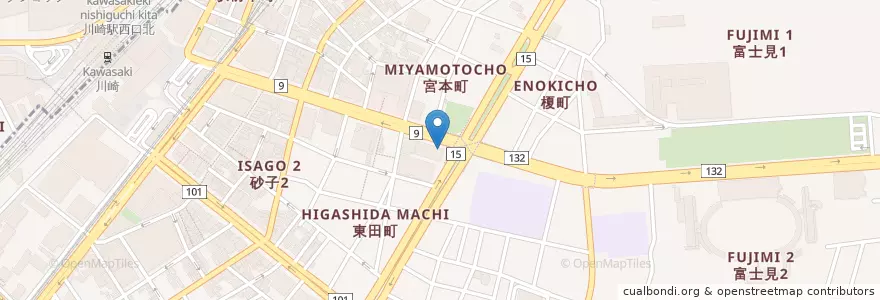 Mapa de ubicacion de 川崎区役所 (Kawasaki Word office) en Jepun, 神奈川県, 川崎市, 川崎区.