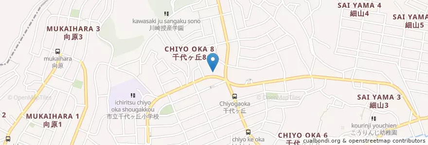 Mapa de ubicacion de 川崎千代ヶ丘郵便局 en Japan, Präfektur Kanagawa, 川崎市, 麻生区.