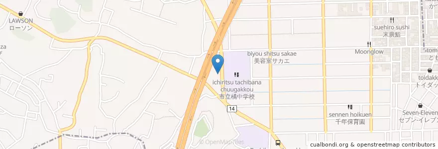 Mapa de ubicacion de 川崎千年郵便局 en Japon, Préfecture De Kanagawa, Kawasaki, 高津区.
