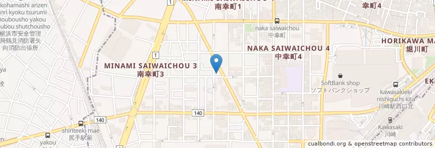 Mapa de ubicacion de 川崎南河原郵便局 en 日本, 神奈川縣, 川崎市, 幸区.