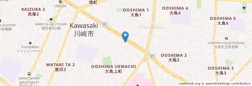 Mapa de ubicacion de 川崎大島郵便局 en Giappone, Prefettura Di Kanagawa, 川崎市, 川崎区.