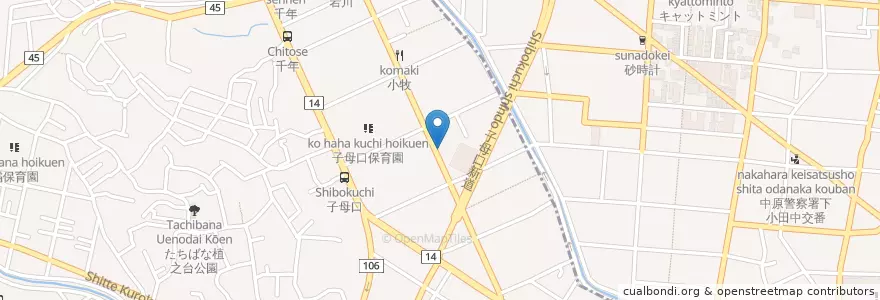 Mapa de ubicacion de 川崎子母口郵便局 en 日本, 神奈川県, 川崎市, 中原区.