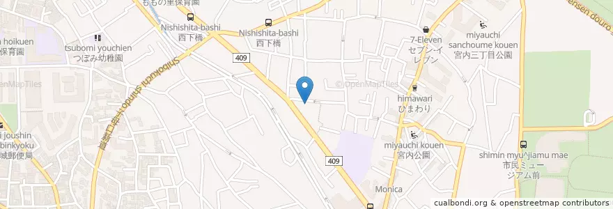 Mapa de ubicacion de 川崎宮内郵便局 en 일본, 가나가와현, 川崎市, 中原区.