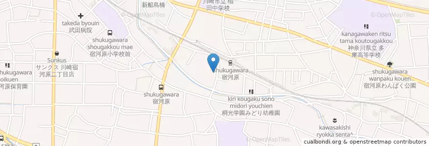 Mapa de ubicacion de 川崎宿河原郵便局 en Jepun, 神奈川県, 川崎市, 多摩区.