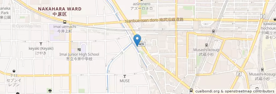 Mapa de ubicacion de 川崎市消防局中原消防署 en 일본, 가나가와현, 川崎市, 中原区.