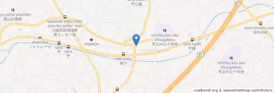Mapa de ubicacion de 川崎市消防局宮前消防署向丘出張所 en Япония, Канагава, Кавасаки, Миямаэ.