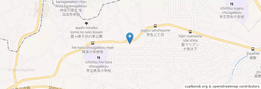 Mapa de ubicacion de 川崎市消防局宮前消防署菅生出張所 en Japan, Kanagawa Prefecture, Kawasaki, Miyamae Ward.