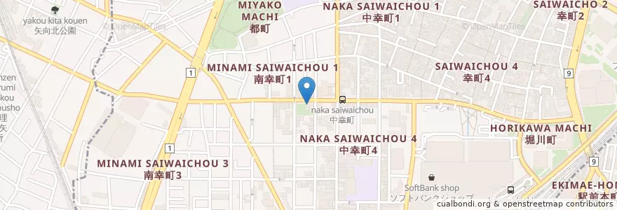 Mapa de ubicacion de 川崎市消防局幸消防署南河原出張所 en Япония, Канагава, Кавасаки, Саиваи.