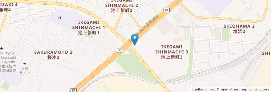 Mapa de ubicacion de 川崎市消防局臨港消防署 en Japonya, 神奈川県, 川崎市, 川崎区.