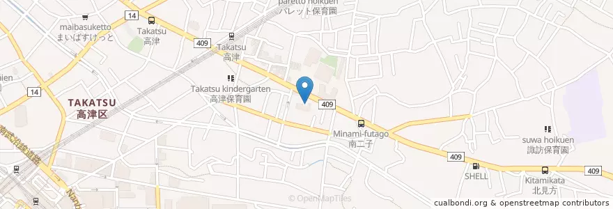 Mapa de ubicacion de 川崎市消防局高津消防署 en Giappone, Prefettura Di Kanagawa, 川崎市, 高津区.