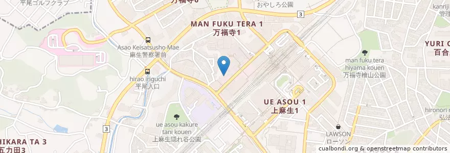 Mapa de ubicacion de 川崎市消防局麻生消防署 en Japan, Kanagawa Prefecture, Kawasaki, Asao Ward.