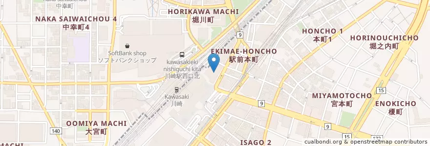 Mapa de ubicacion de 川崎市立川崎図書館 en Giappone, Prefettura Di Kanagawa, 川崎市.